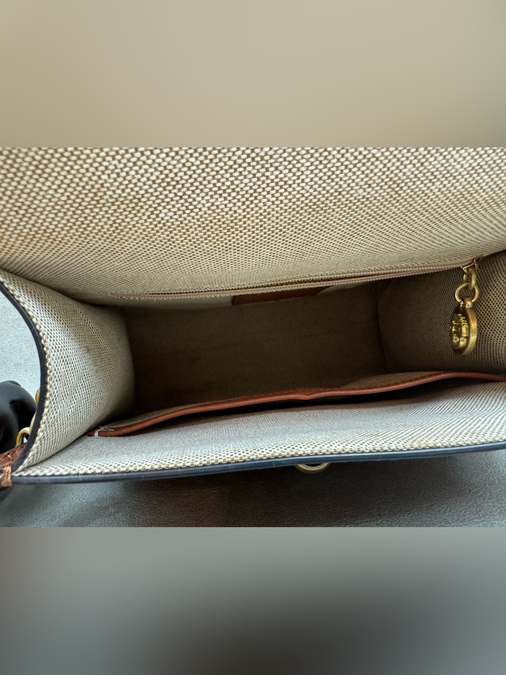 Spartina 449 Brown Leather Top-Handle Satchel with Gold Hardware - Picture 11 of 13